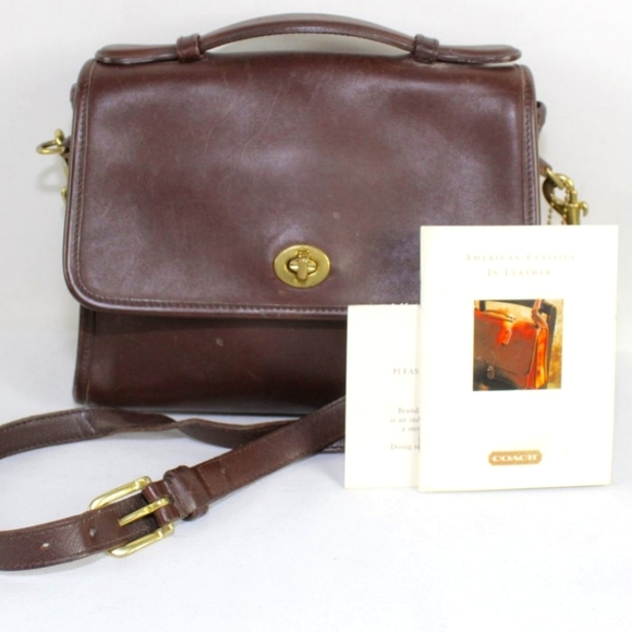 💐Vintage Coach Mahogany Brown Leather Court Crossbody purse 9870 - Picture 1 of 4